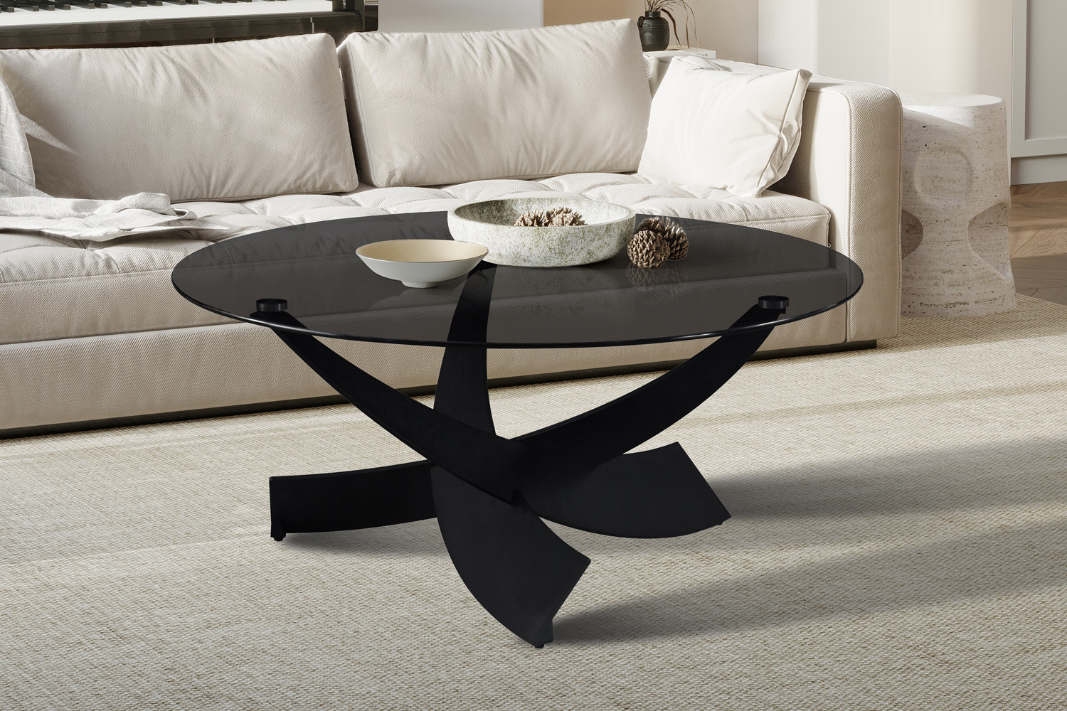 Salontafel Skavi Glas Ø90 cm