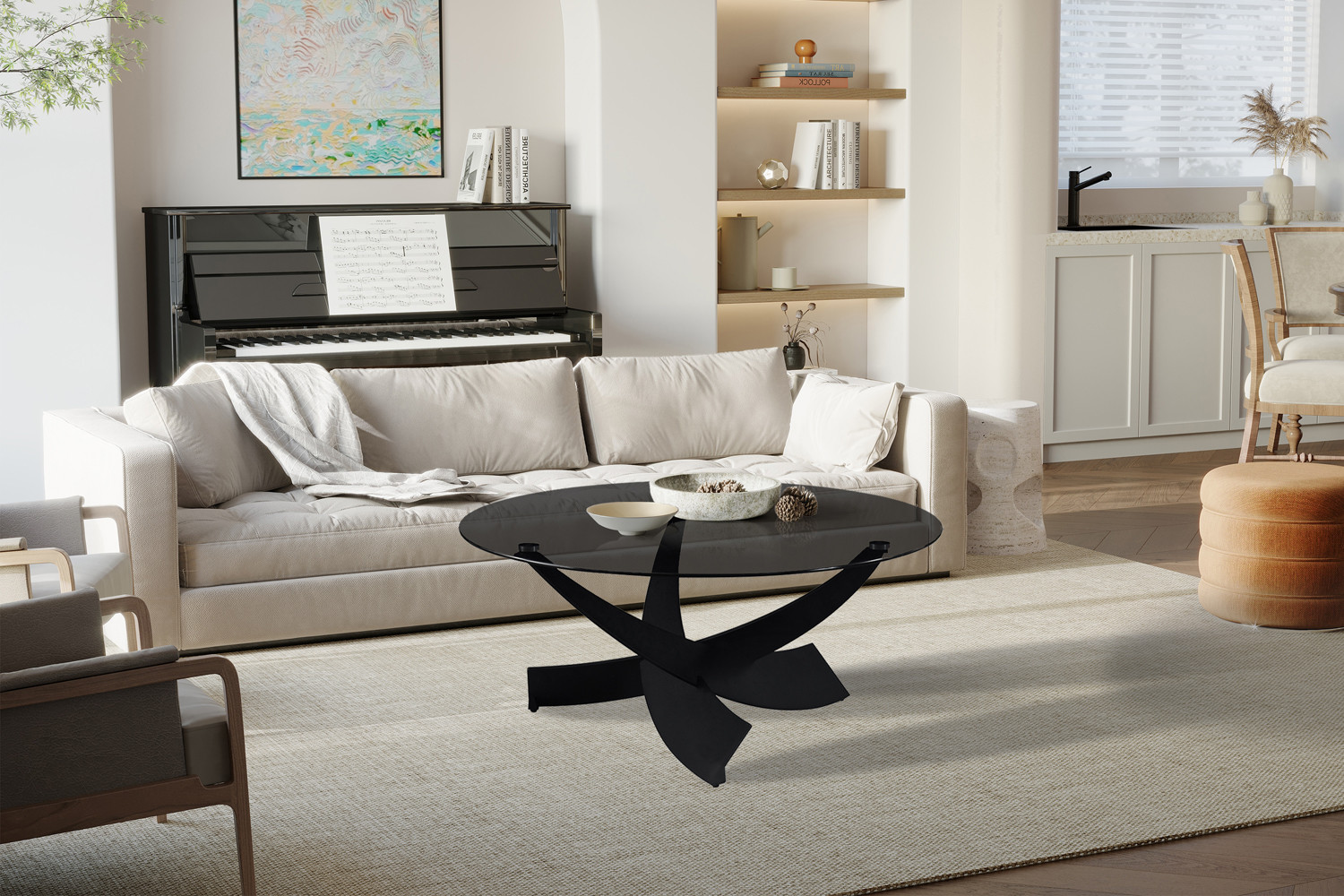 Salontafel Skavi Glas Ø90 cm - Afbeelding 2