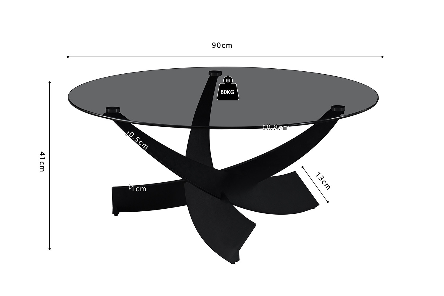 Salontafel Skavi Glas Ø90 cm - Afbeelding 10