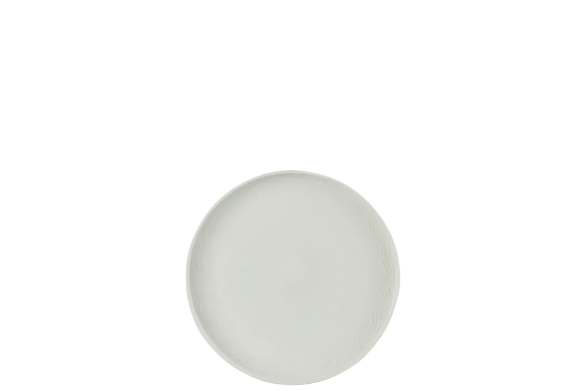 Rond wit metalen dienblad Zeeski met subtiele reliëfrand, compact en stijlvol voor decoratie