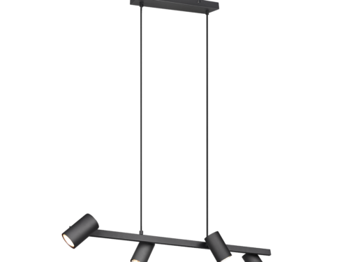 Hanglamp Zaldel Mat Zwart set van 3 met 4 draaibare lichtpunten en verstelbare ophanging