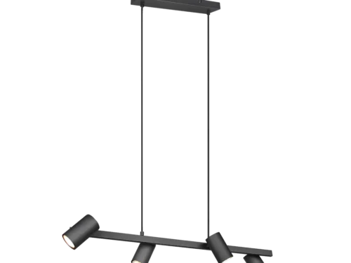 Hanglamp Zaldel Mat Zwart set van 3 met 4 draaibare lichtpunten en verstelbare ophanging