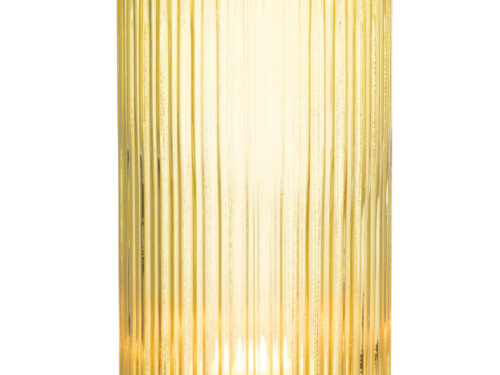 Metonte glazen vaas geel, 36,5 cm hoog, met geslepen ribbelglas en elegante ronde vorm