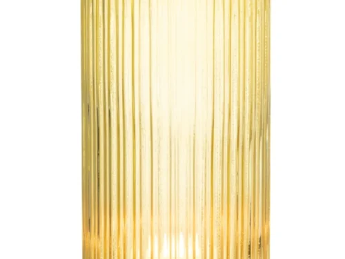 Metonte glazen vaas geel, 36,5 cm hoog, met geslepen ribbelglas en elegante ronde vorm
