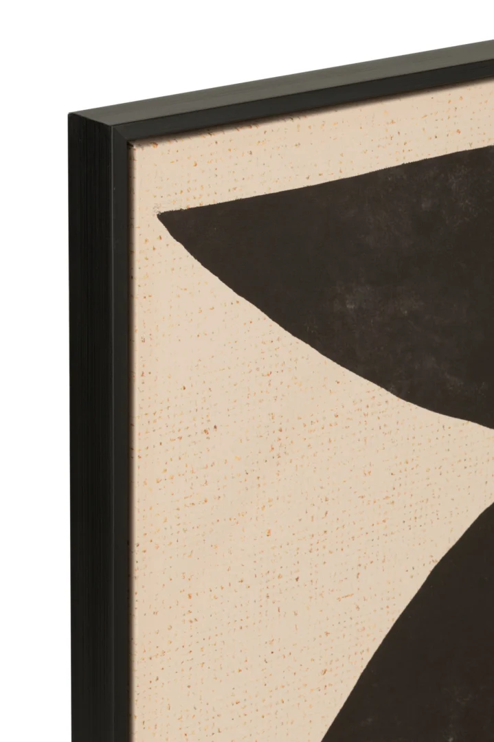 Schilderij Steennand Bruin met zwart abstract patroon en houten canvasframe