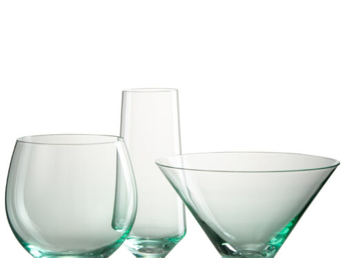 Faullira blauw drinkglas van helder glas met elegante vorm en subtiele groene tint aan de voet