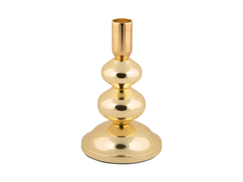Kandelaar Skevon goud 17 cm met glanzende afwerking en decoratief, rond design