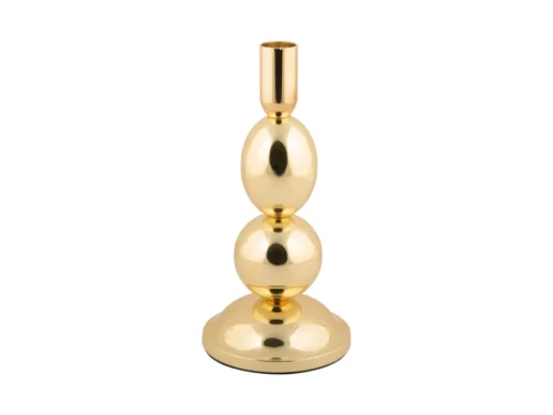 Kandelaar Floornis Goud H21 cm, glanzend ijzer met slank design en ronde voet