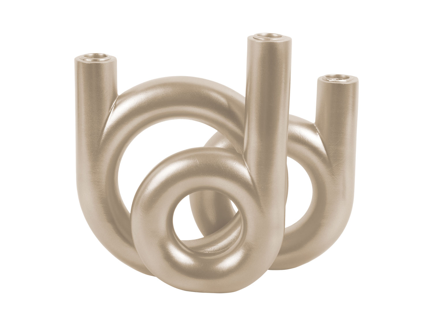 Kandelaar Kummen Goud H20 cm met metallic ringdesign en drie kaarshouders in goudkleurig polyresin
