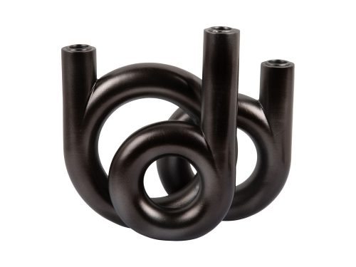 Kandelaar Pernond donkergrijs H20 cm met metallic afwerking en sculpturaal ringvormig design