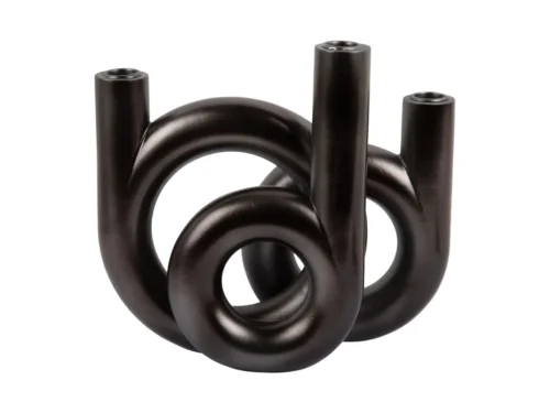 Kandelaar Pernond donkergrijs H20 cm met metallic afwerking en sculpturaal ringvormig design