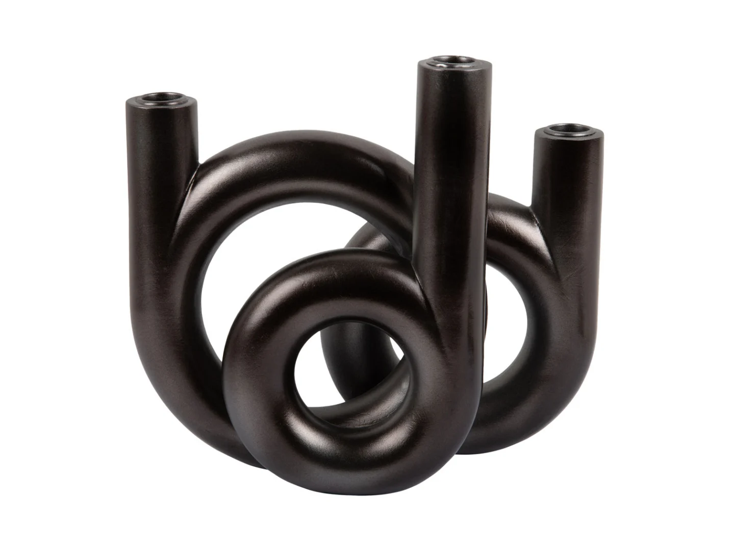 Kandelaar Pernond donkergrijs H20 cm met metallic afwerking en sculpturaal ringvormig design