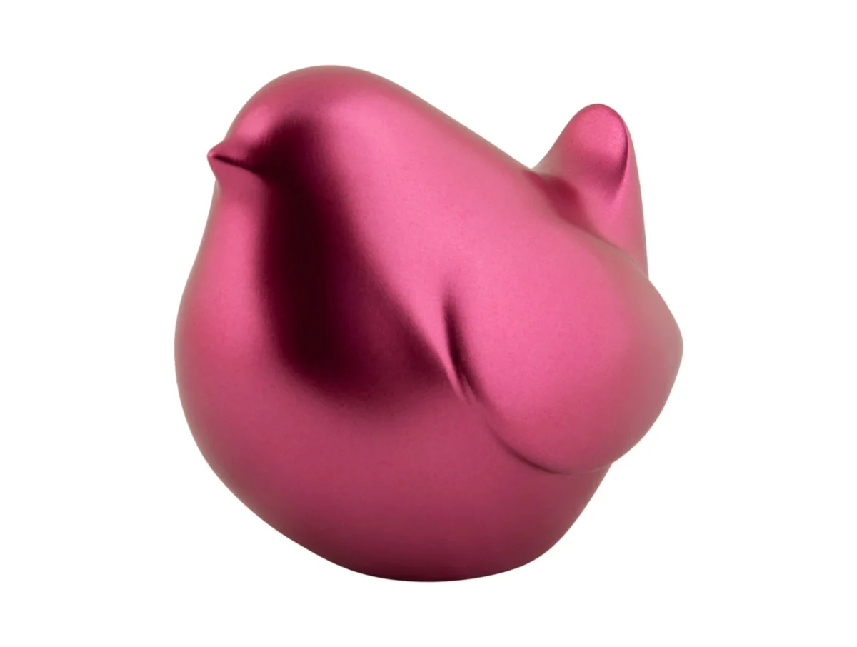Beeld Fleelvis polyresin donkerroze, glanzend en speels woonaccessoire H10 cm