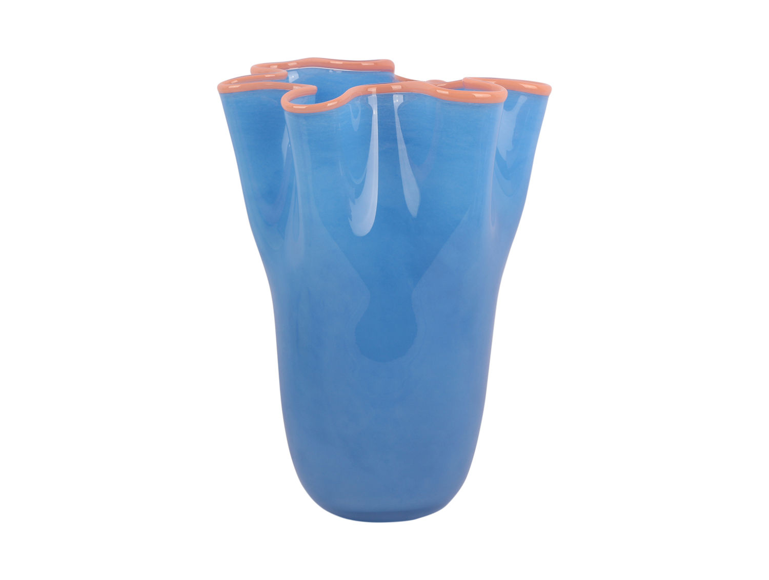 Vaas Paumano glas oranje Ø23 cm met golvende rand en ronde, speelse vorm