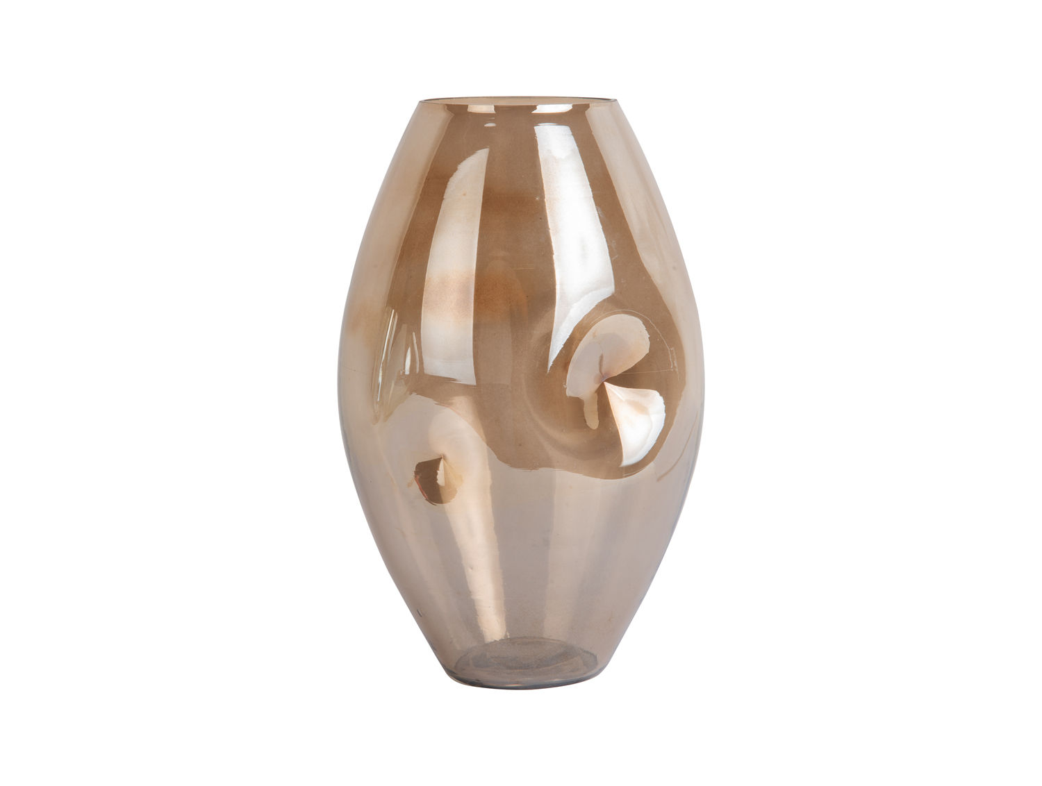 Vaas Caaves glas bruin Ø15 cm met organische vorm en glanzende afwerking
