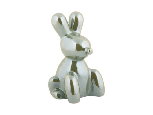 Beeld Raurrino groen keramiek, speels ballonfiguur, H15 cm decoratief woonaccessoire