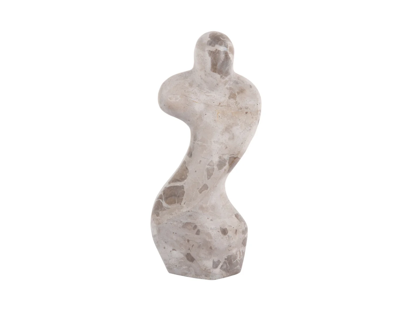 Beeld Female Present Time van bruin marmer, abstracte vrouwelijke figurine, H23 cm
