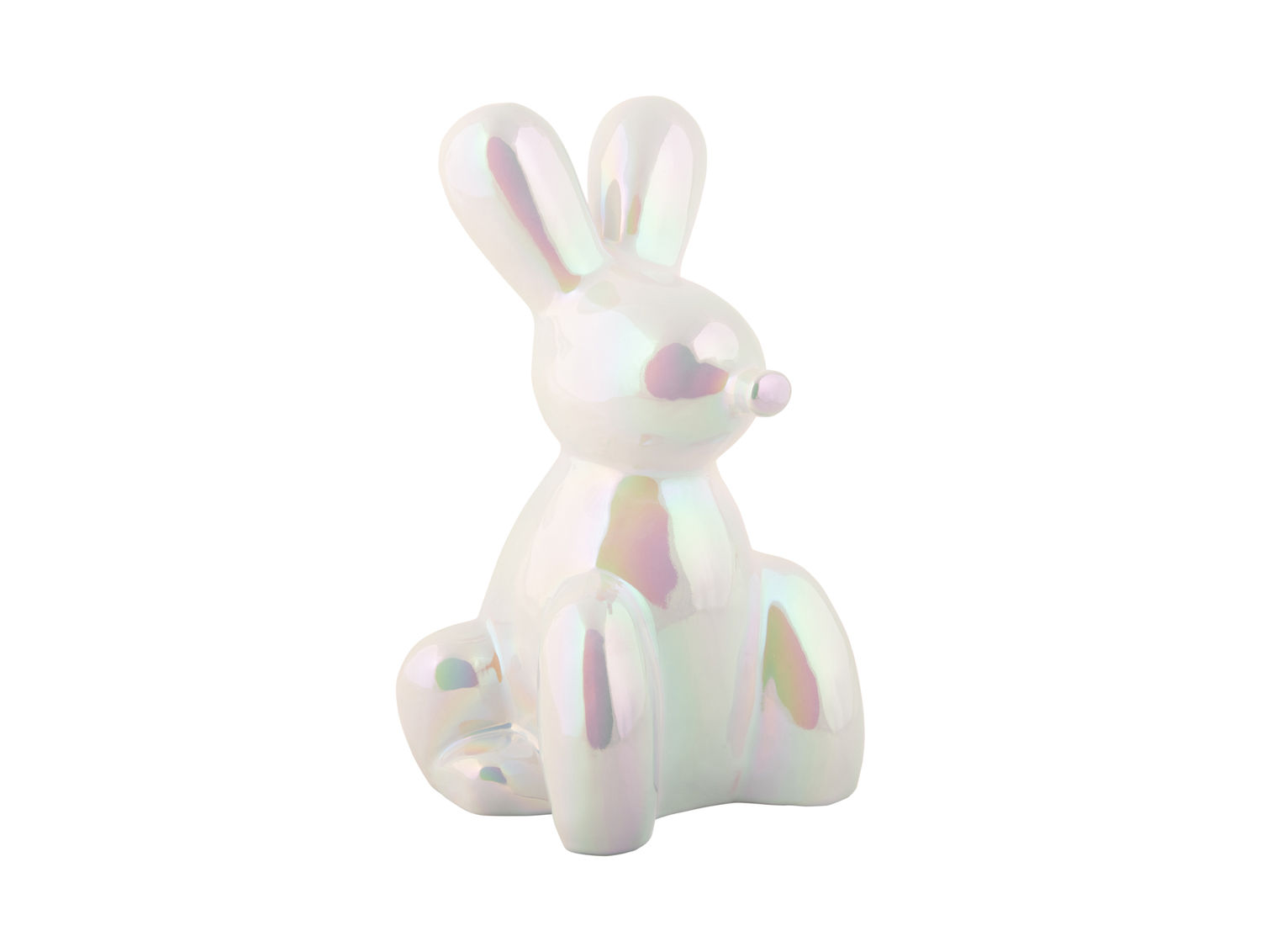 Beeld Jooldas wit keramiek Balloon Bunny H20 cm met iriserende glans en speelse vorm
