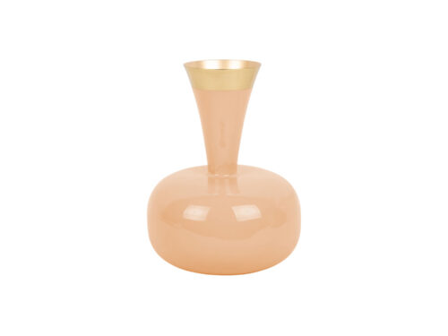 Vaas Rinan Oranje H24 cm met strakke vorm, gouden rand en glanzende afwerking