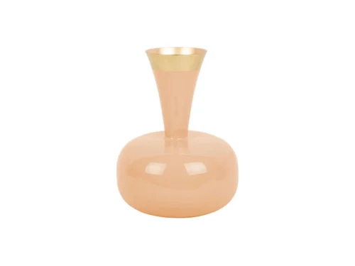 Vaas Rinan Oranje H24 cm met strakke vorm, gouden rand en glanzende afwerking