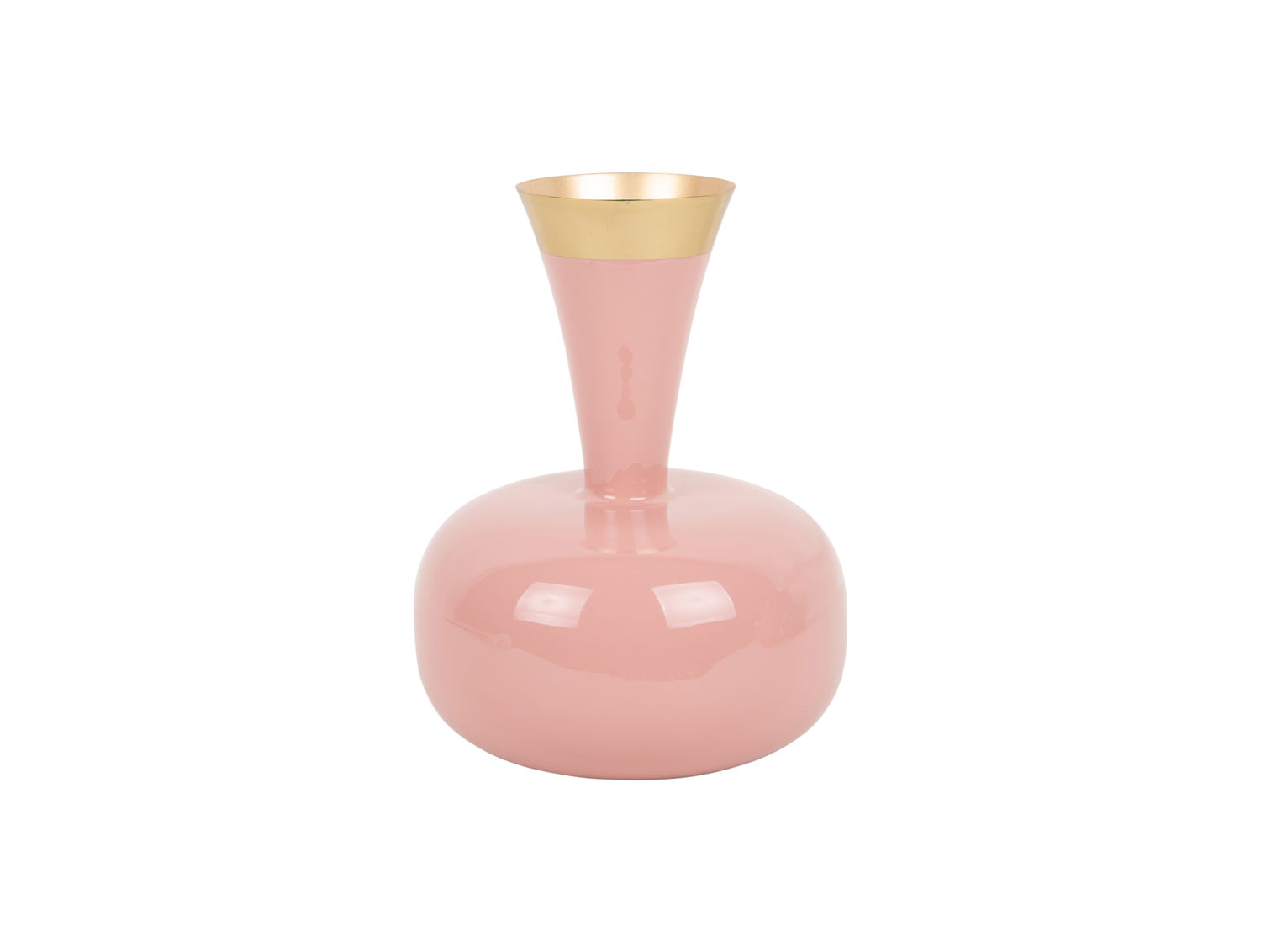 Vaas Fleiskona roze H24 cm met goudkleurige details en slanke moderne vorm