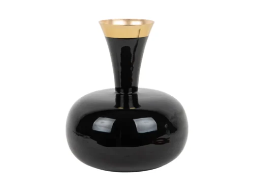 Vaas Kendal zwart H29 cm met slanke vorm en subtiele gouden details, decoratief en stijlvol