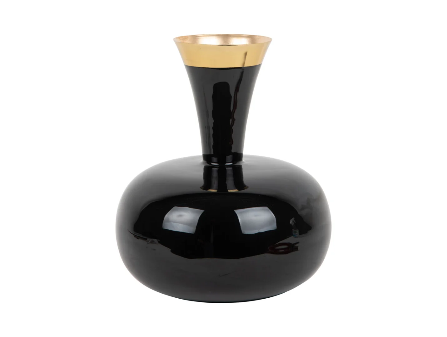 Vaas Kendal zwart H29 cm met slanke vorm en subtiele gouden details, decoratief en stijlvol