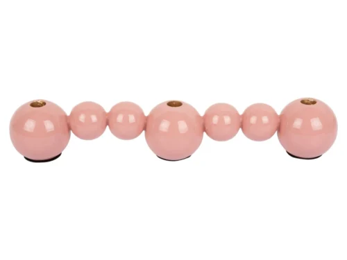 Kandelaar Stindond Roze met bubbeldesign en hoge, langwerpige vorm in zacht roze vastgoed