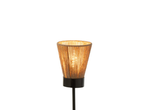 Vloerlamp Chartres Naturel met jute kap, zwarte voet en smal ontwerp voor warme sfeer