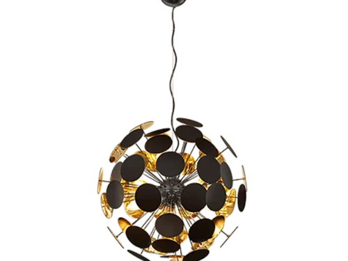 Hanglamp Flollane matzwart Ø54 cm met open design en 6 lichtpunten, verstelbaar tot 150 cm