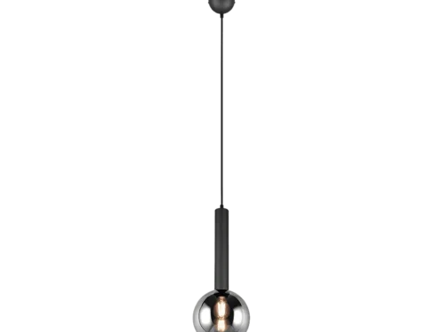 Hanglamp Lesta mat zwart met verchroomd glas, ronde vorm en verstelbare hoogte, set van 3