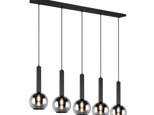 Trinnen hanglamp set van 3 in mat zwart met verchroomd glas en verstelbare pendels