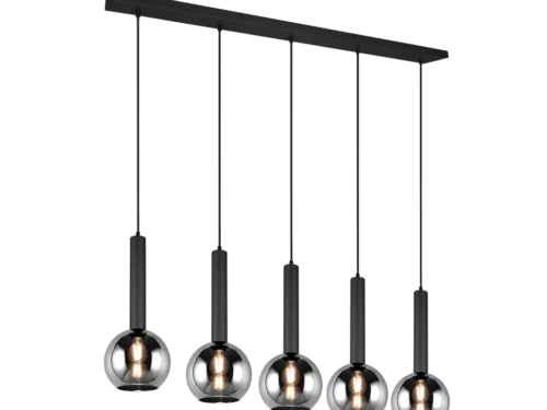 Trinnen hanglamp set van 3 in mat zwart met verchroomd glas en verstelbare pendels