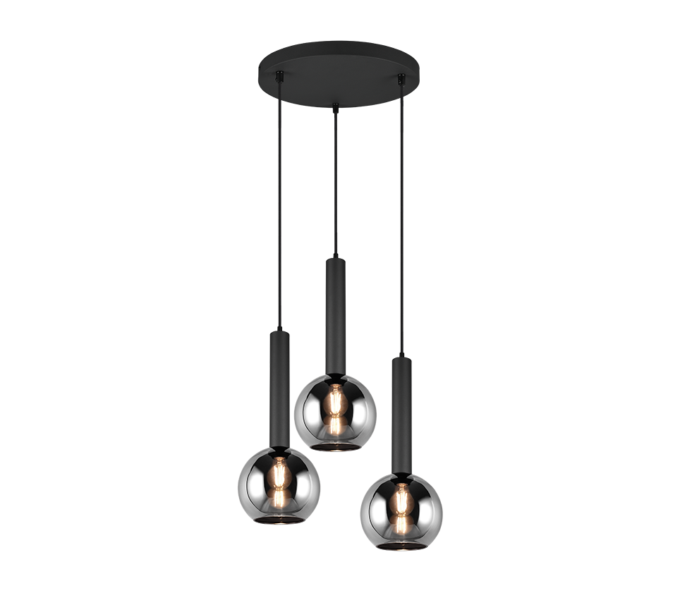 Hanglamp Conin Mat Zwart Ø45 cm - Set van 3