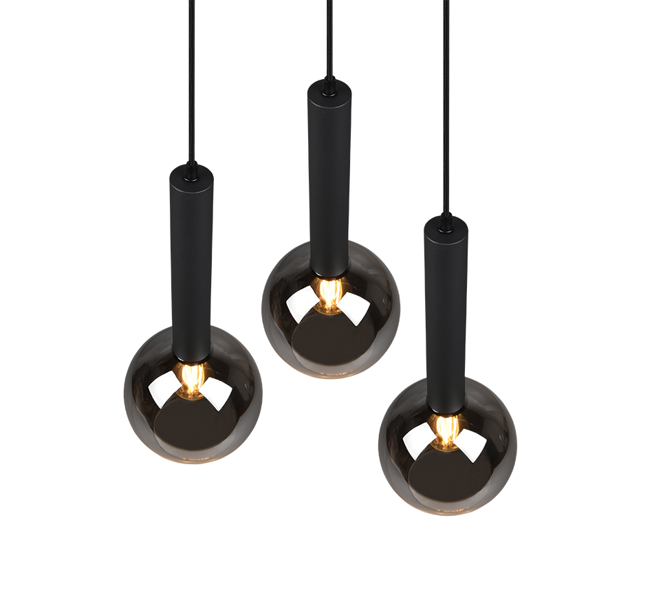 Hanglamp Conin Mat Zwart Ø45 cm - Set van 3 - Afbeelding 3