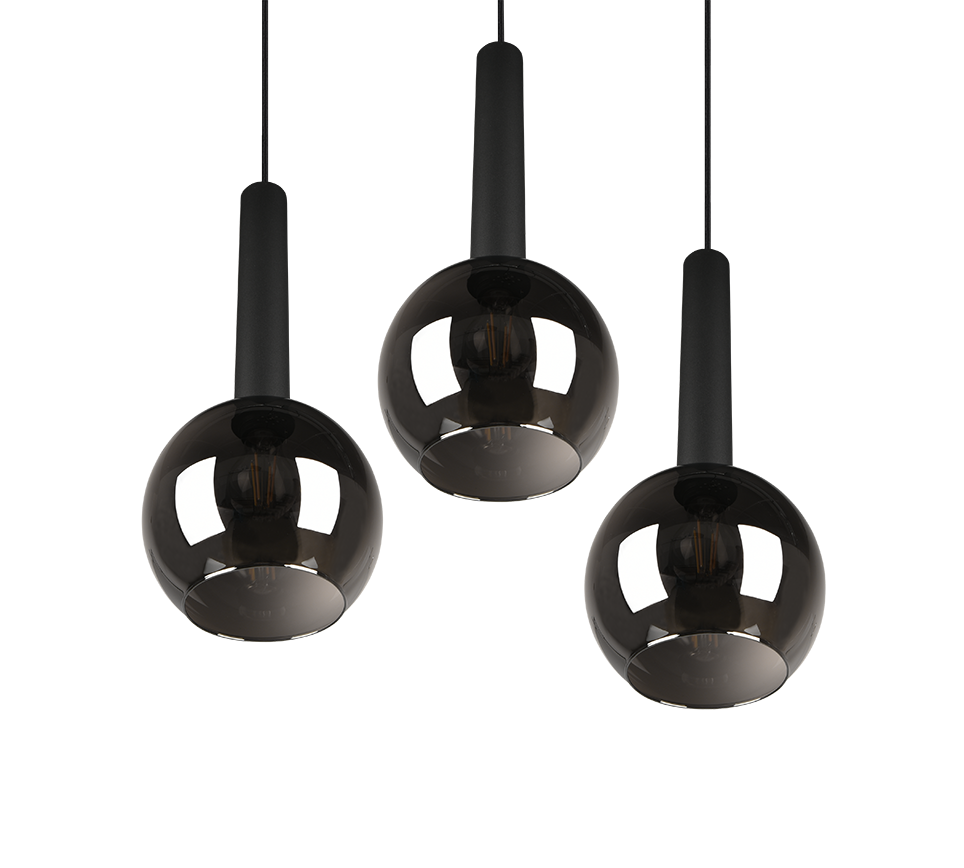 Hanglamp Conin Mat Zwart Ø45 cm - Set van 3 - Afbeelding 5