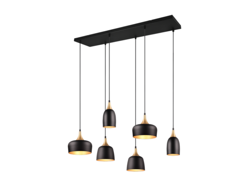 Hanglamp Slietang mat zwart set van 3 met 6 E14-fittingen en verstelbare hoogte