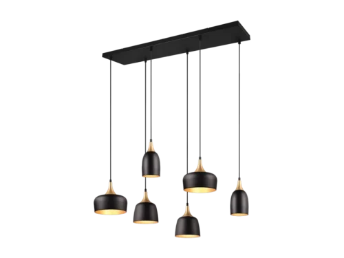 Hanglamp Slietang mat zwart set van 3 met 6 E14-fittingen en verstelbare hoogte