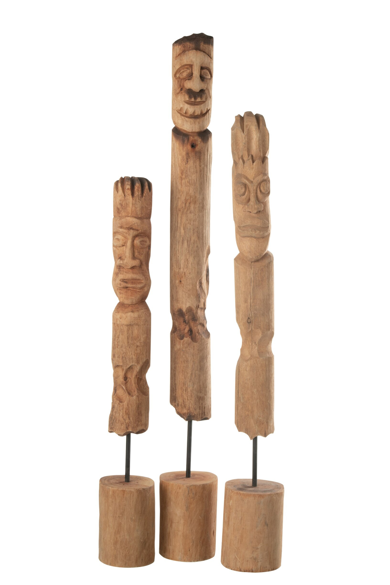 Beeld Rurril Mangohout Naturel H86 cm - Set van 3 - Afbeelding 2