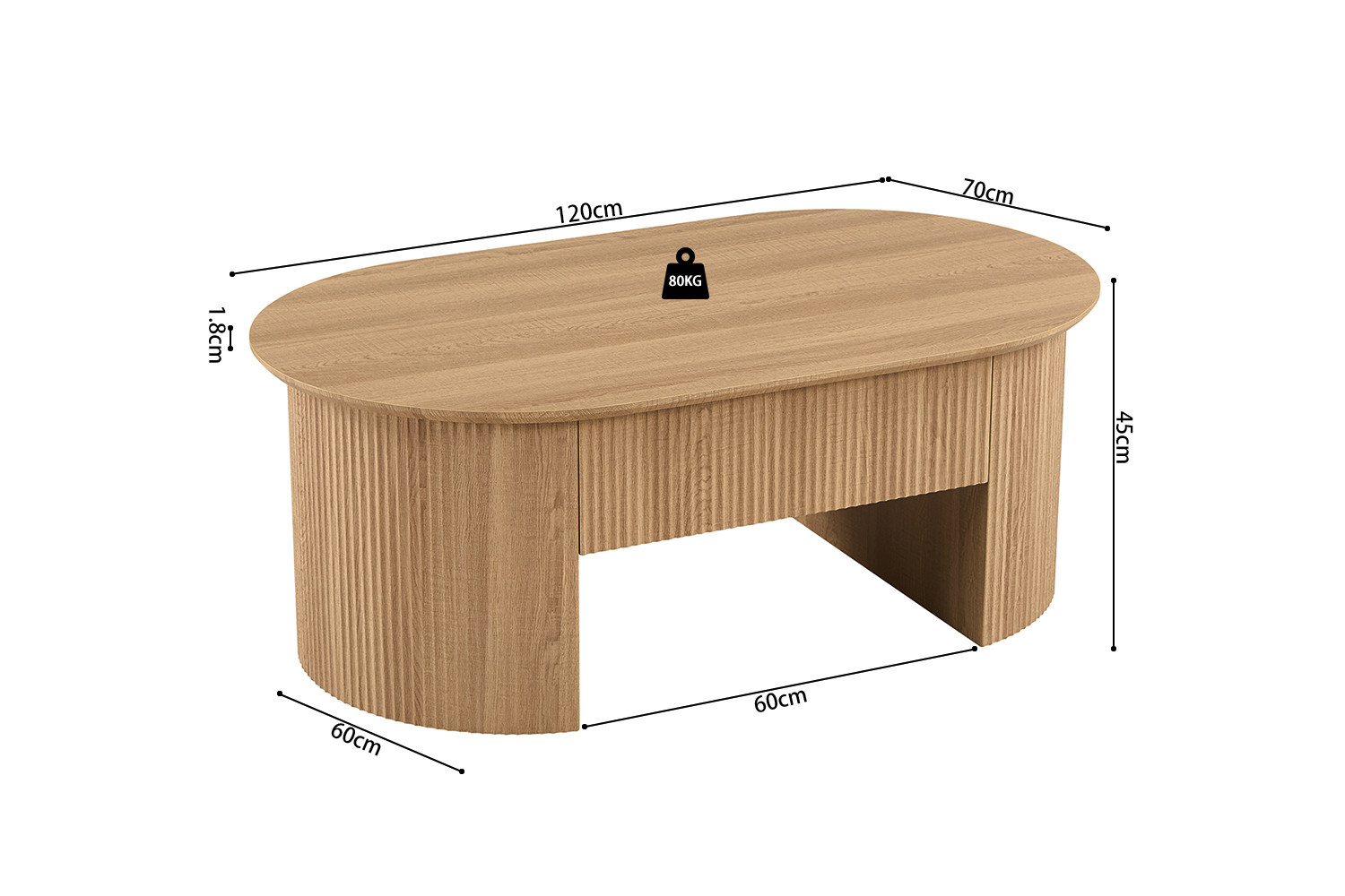 Salontafel Sloonane Naturel 120 cm - Afbeelding 12