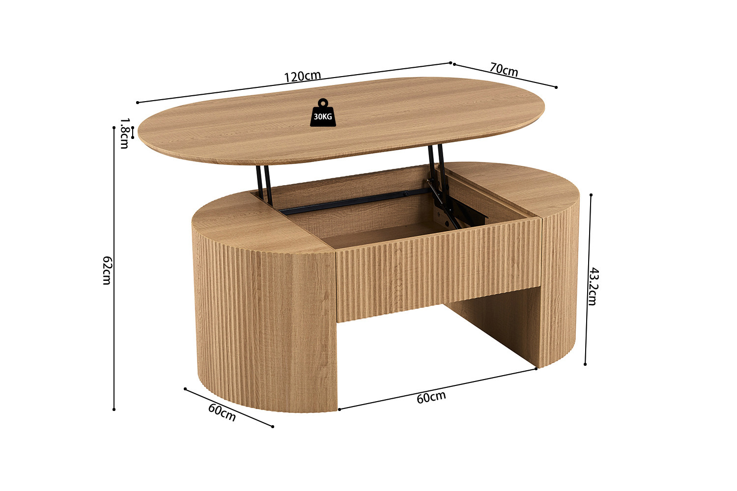 Salontafel Sloonane Naturel 120 cm - Afbeelding 13