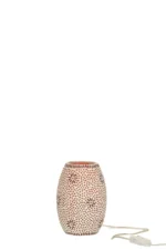 Lamp Neermine Glas, rode geperforeerde tafellamp met bloemenpatroon en snoer