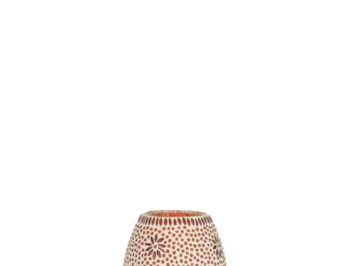 Lamp Neermine Glas, rode geperforeerde tafellamp met bloemenpatroon en snoer