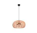 Hanglamp Liekira rotan Ø50 cm met ronde naturel kap en verstelbare zwarte ophanging