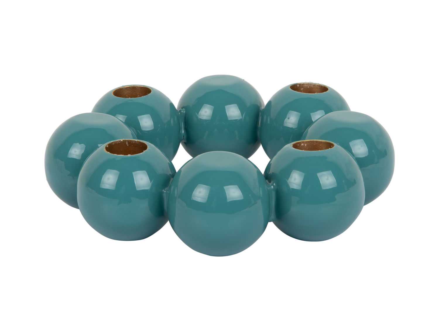 Kandelaar Steskine turquoise Ø19 cm, speelse bubbelvorm van glanzend ijzer voor 7 kaarsen