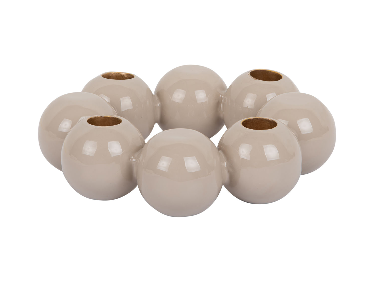 Kandelaar Rienak warm grijs Ø19 cm met speelse bubbelvorm en hoge metalen uitstraling