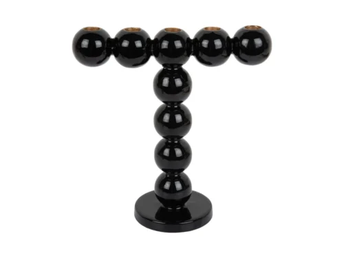 Zwarte Kandelaar Fitor H27 cm met bubbeldesign, hoge vorm en stevige ijzeren voet