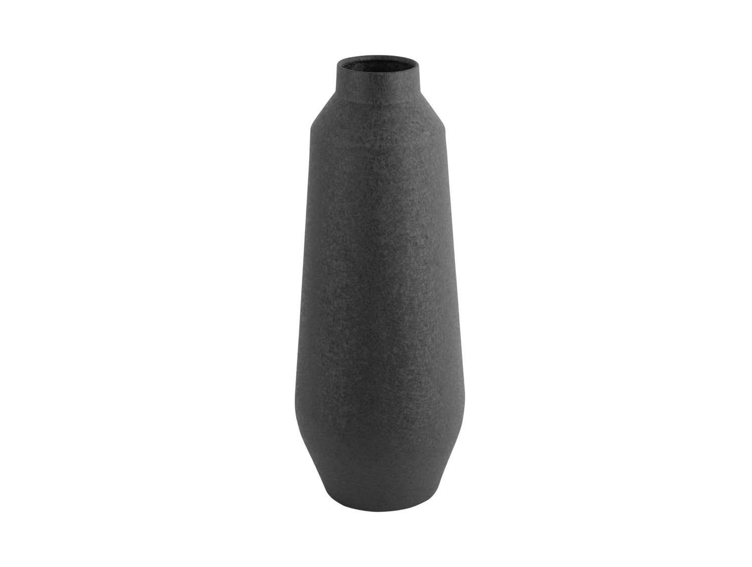 Vaas Stumo metaal zwart Ø20 cm met stoere textuur en slanke, moderne vorm