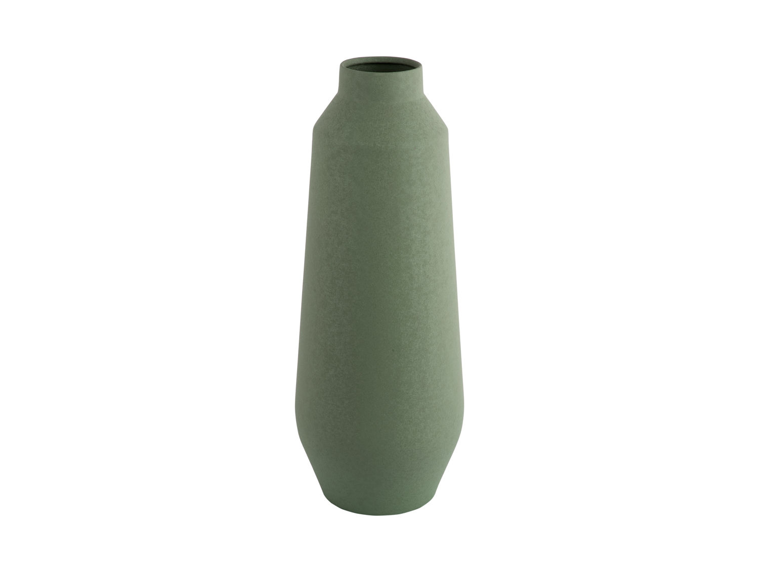 Taaboro metalen vaas groen, slanke 50 cm vorm met stoere uitstraling en matte afwerking