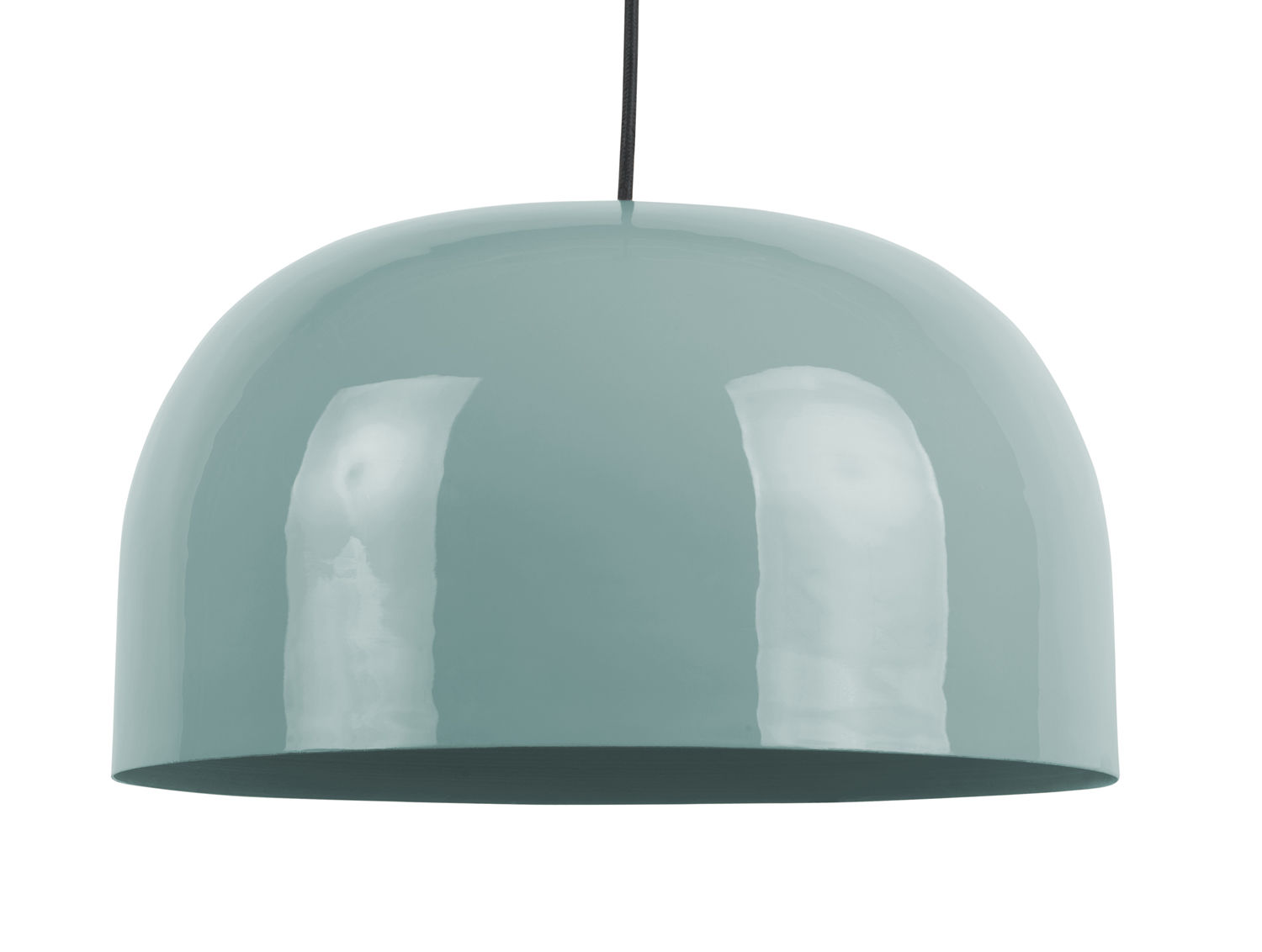 Hanglamp Prardol lichtblauw Ø40 cm met glanzende geëmailleerde domevorm en zwart snoer